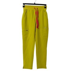 FIGS Womens XS HW Yola Scrub Pants Chartreuse Yellow Green High Rise PO 4019
